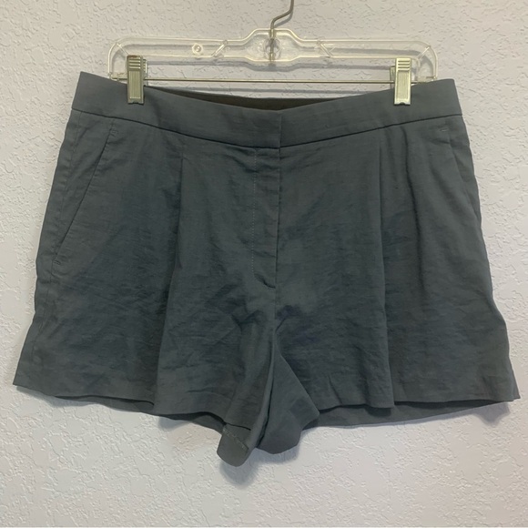 Theory Tohni Crunch Wash Linen Blend Lined Shorts - Picture 1 of 6